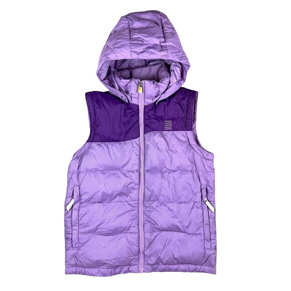 Lands' End Down Puffer Vest  Girls S (7-8)  Purple Jacket w Removable Hood - Picture 1 of 14